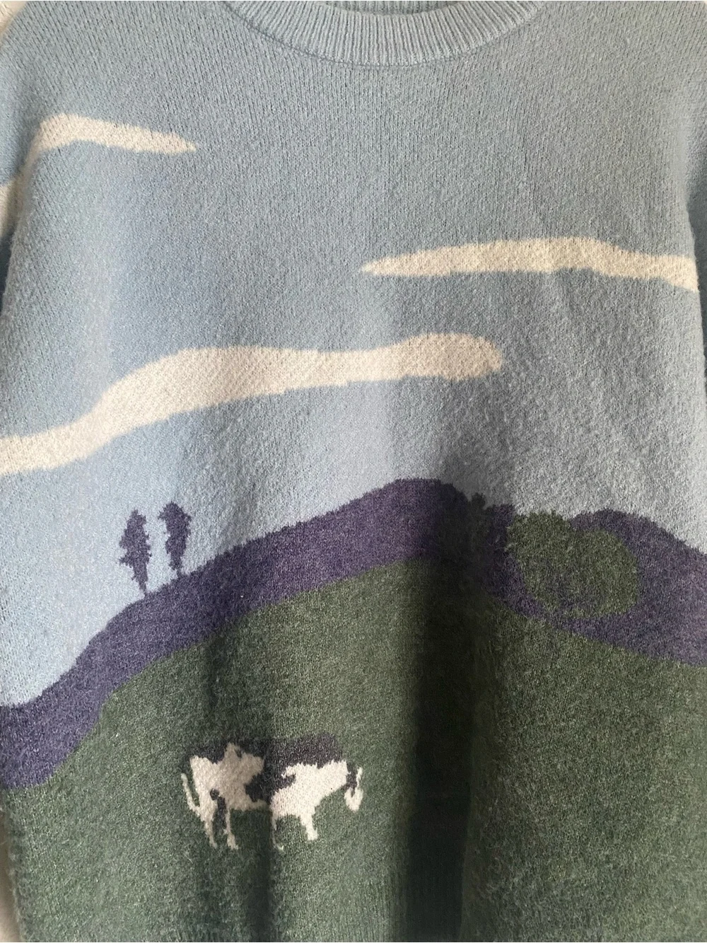 Scenic Prairie Cow Pattern Knit Sweater Size Large - Picture 4 of 6